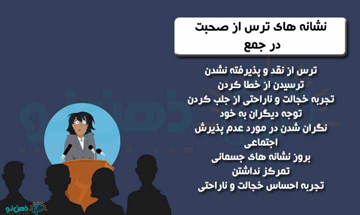نشانه های ترس از صحبت در جمع