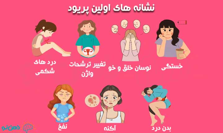 نشانه های اولین پریود