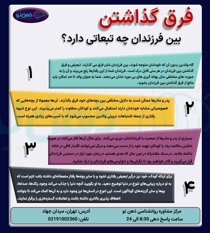 اینفوگرافی فرق گذاشتن بین فرزندان