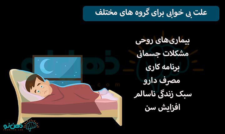 علت بی خوابی برای گروه های مختلف