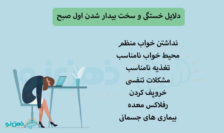 درمان و دلایل خستگی و سخت بیدار شدن اول صبح
