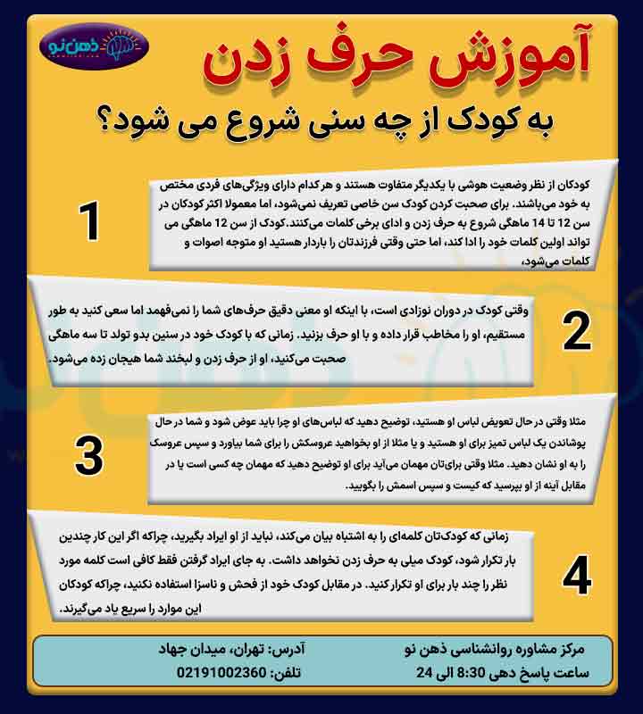 اینفوگرافی آموزش حرف زدن به کودک