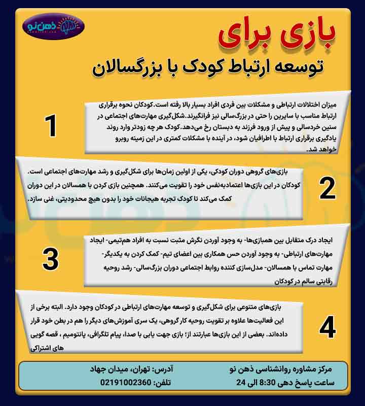 اینفوگرافی بازی برای توسعه ارتباط کودک با بزرگسالان