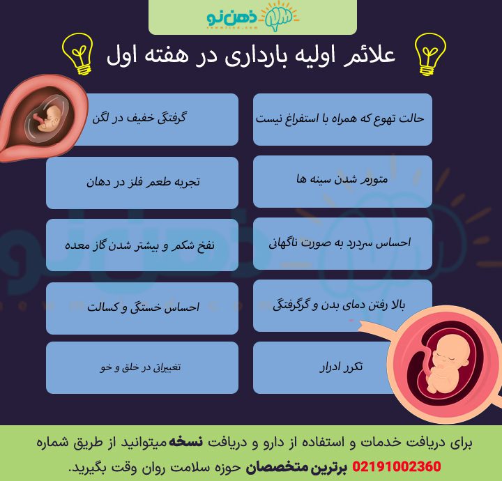 انواع علائم اولیه بارداری در هفته اول