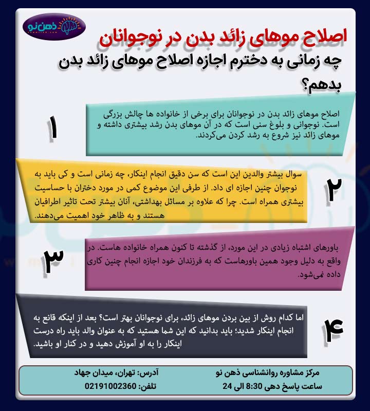 چگونگی اصلاح موهای زائد بدن در نوجوان